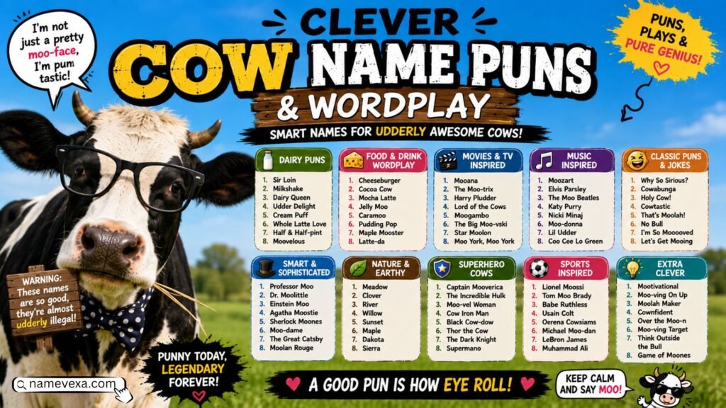 Clever Cow Name Puns and Wordplay