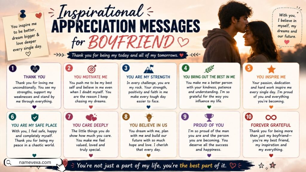 Inspirational Appreciation Messages for Boyfriend