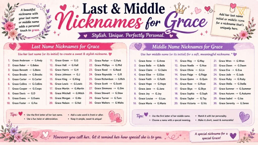 Last & Middle Nicknames for Grace
