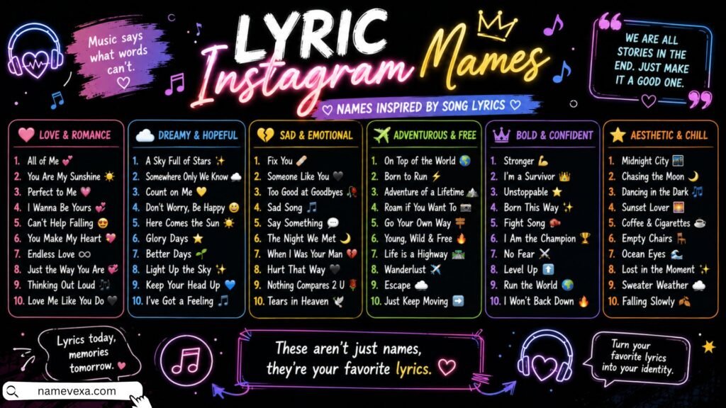 Lyric Instagram Names