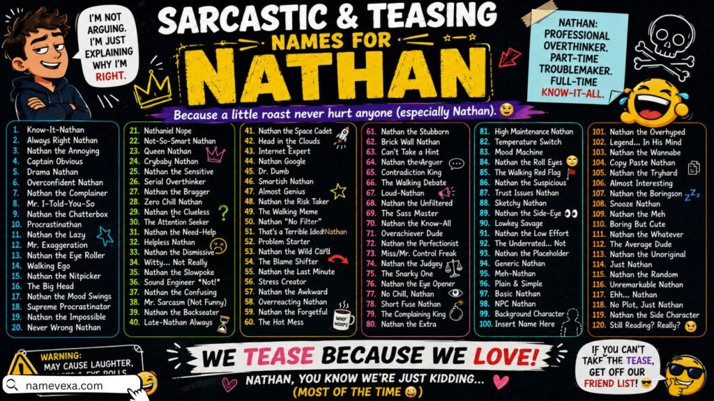 Sarcastic and Teasing Names for Nathan