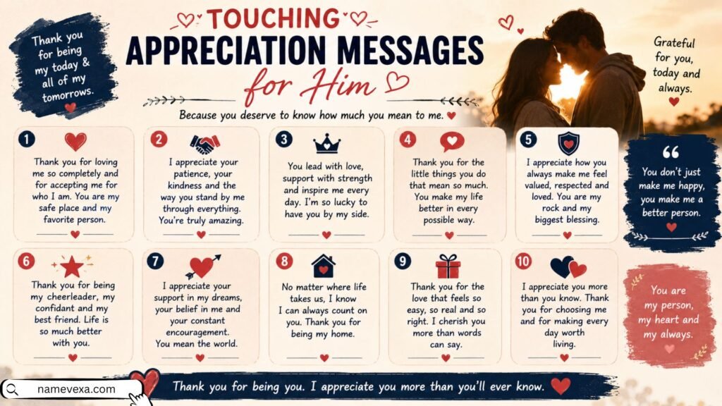 Touching Appreciation Messages for Him