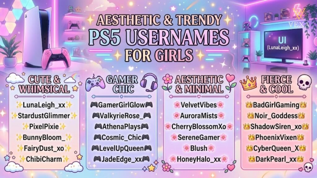 Aesthetic & Trendy PS5 Usernames for Girls