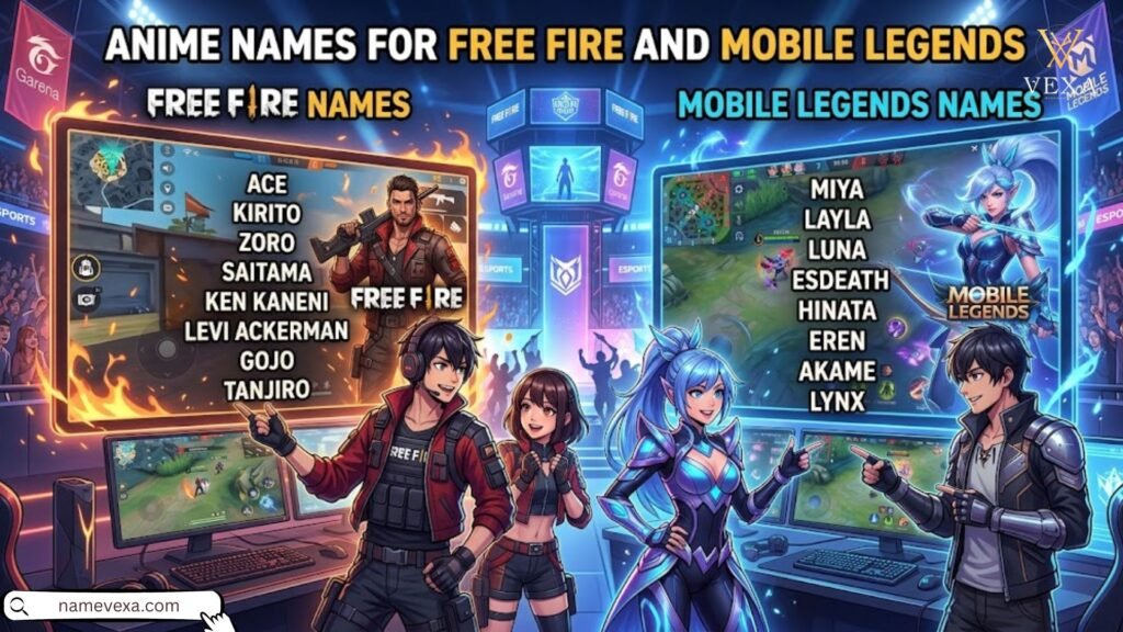 Anime Names for Free Fire and Mobile Legends