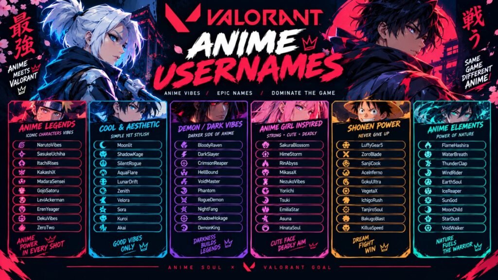 Anime Valorant Usernames