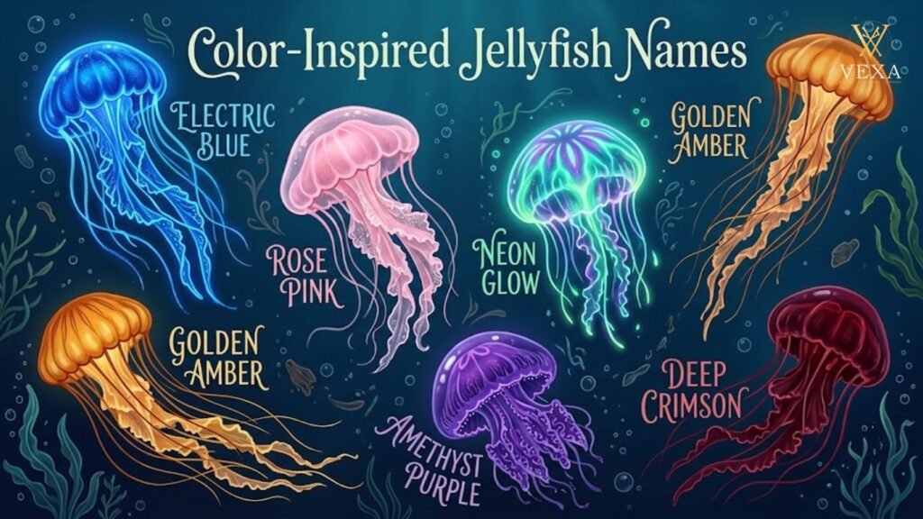 Color-Inspired Jellyfish Names (Blue, Pink, Glow, etc.)