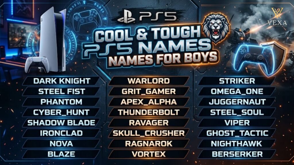 Cool & Tough PS5 Names for Boys