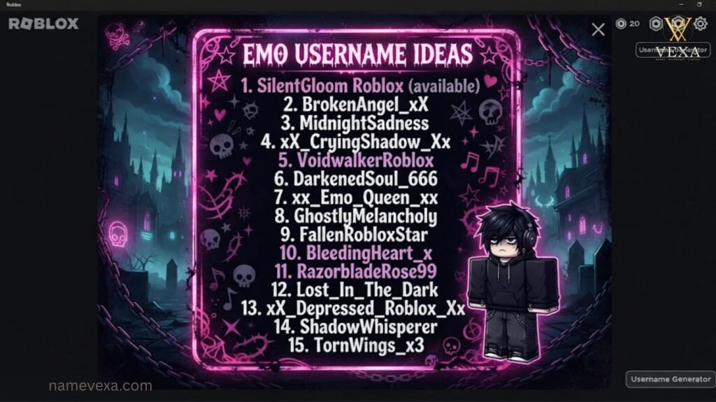 Emo Usernames for Roblox