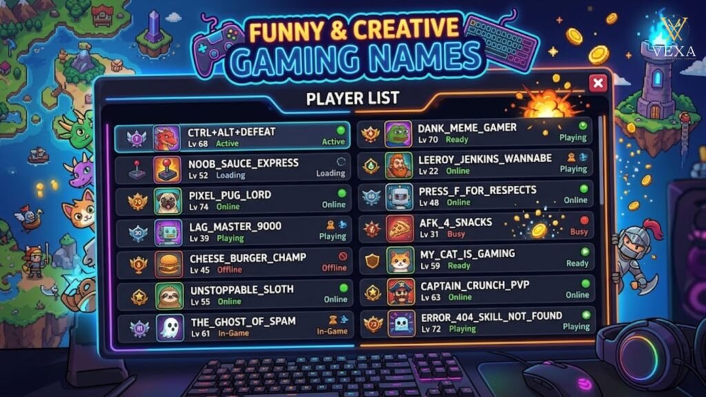 Funny & Creative Gaming Names