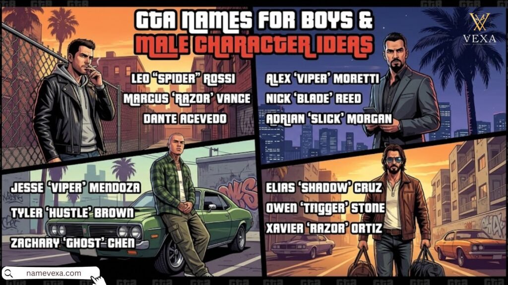 GTA Names for Boys & Male Character Ideas