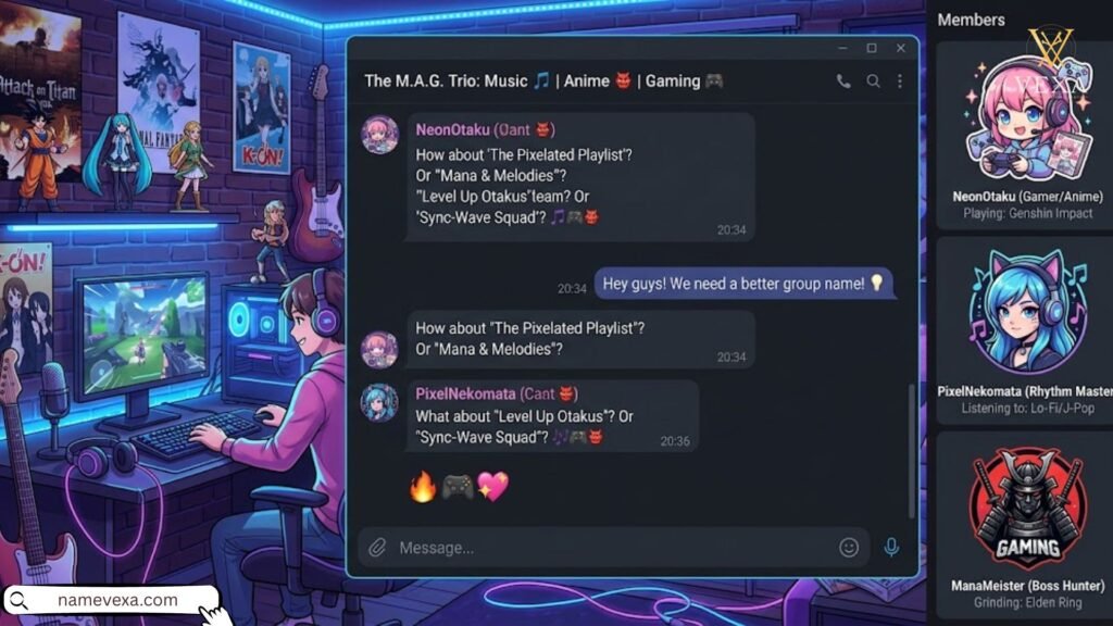 Music, Anime & Gaming Trio Chat Names