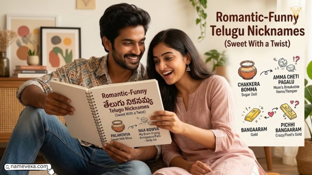 Romantic‑Funny Telugu Nicknames (Sweet With a Twist)
