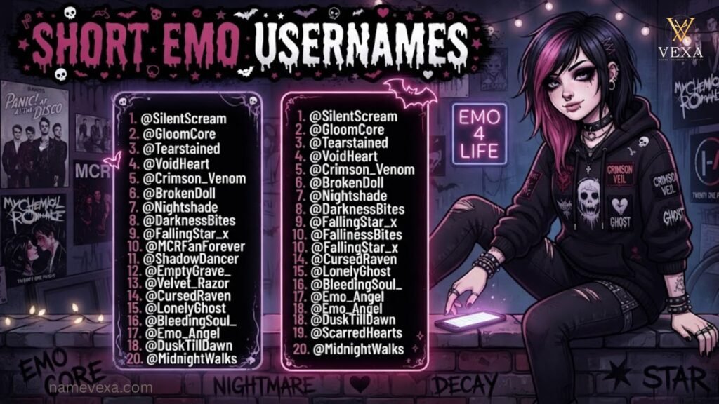 Short Emo Usernames