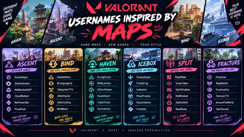 Valorant Usernames Inspired by Maps