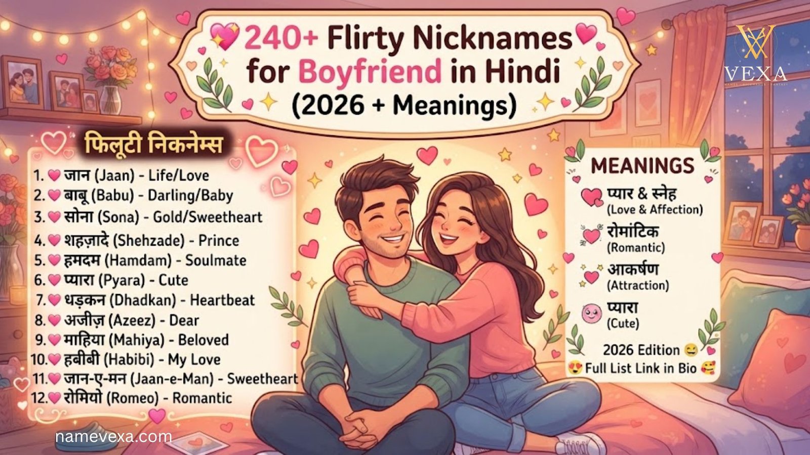 240+ Flirty Nicknames for Boyfriend in Hindi (2026 + Meanings)