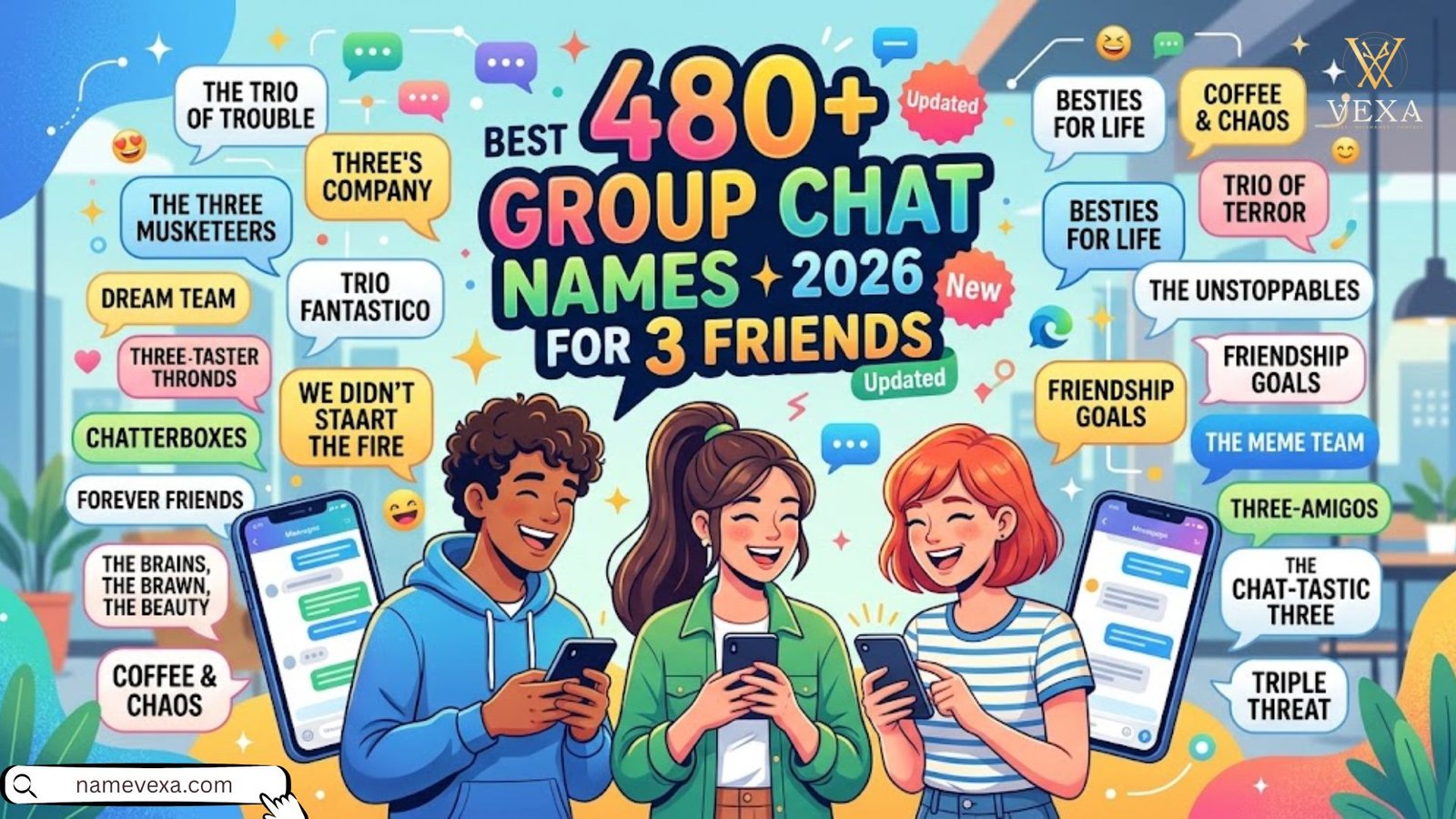 480+ Best Group Chat Names for 3 Friends(2026)